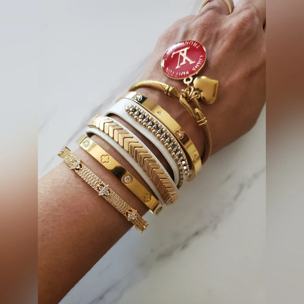 Stella & Dot Gilded Path Leather Wrap Bracelet